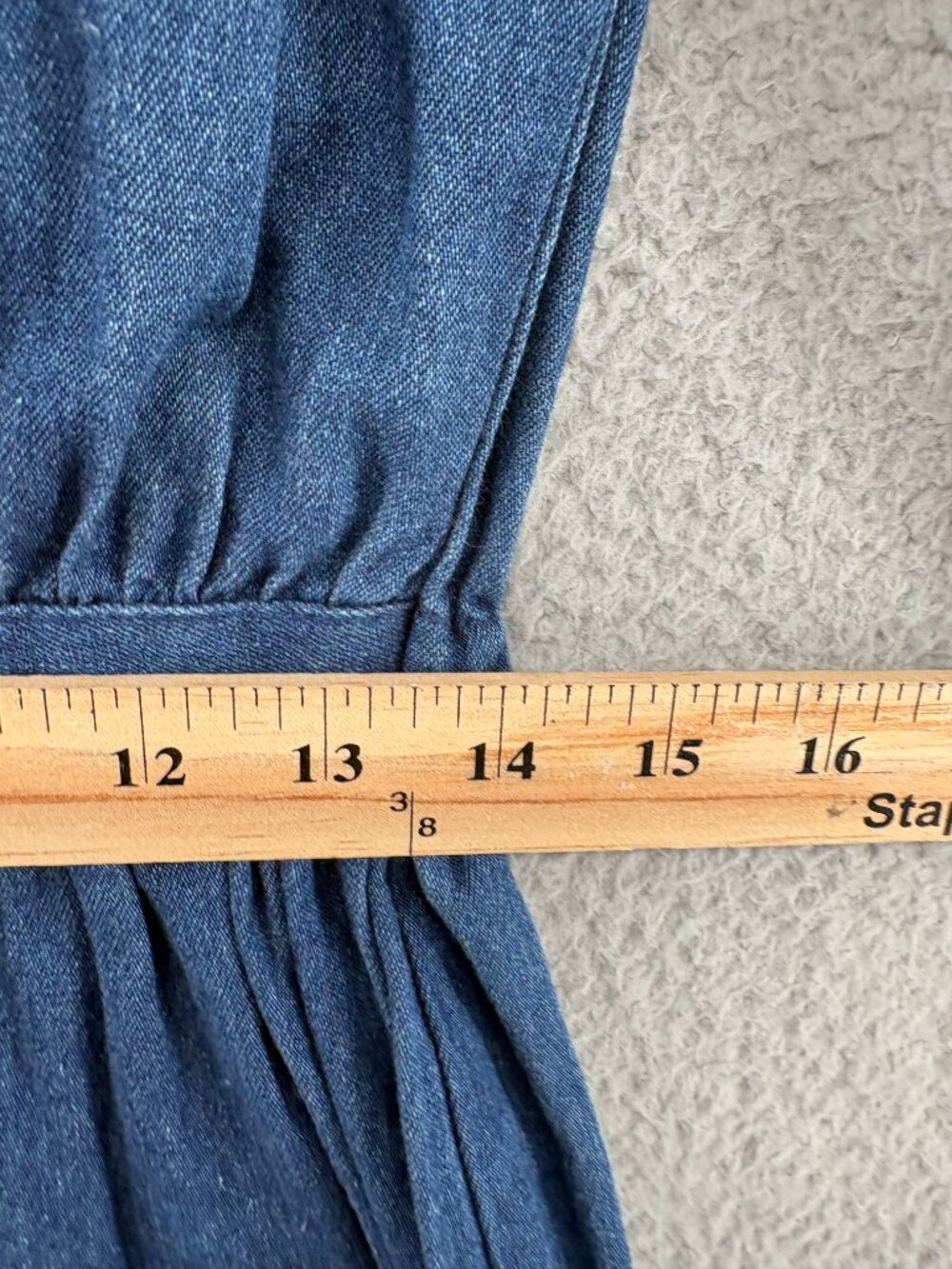 Vintage Eddie Bauer Denim Shirt Dress Small Maxi Chambray Cotton Prairie Pockets - Picture 12 of 14